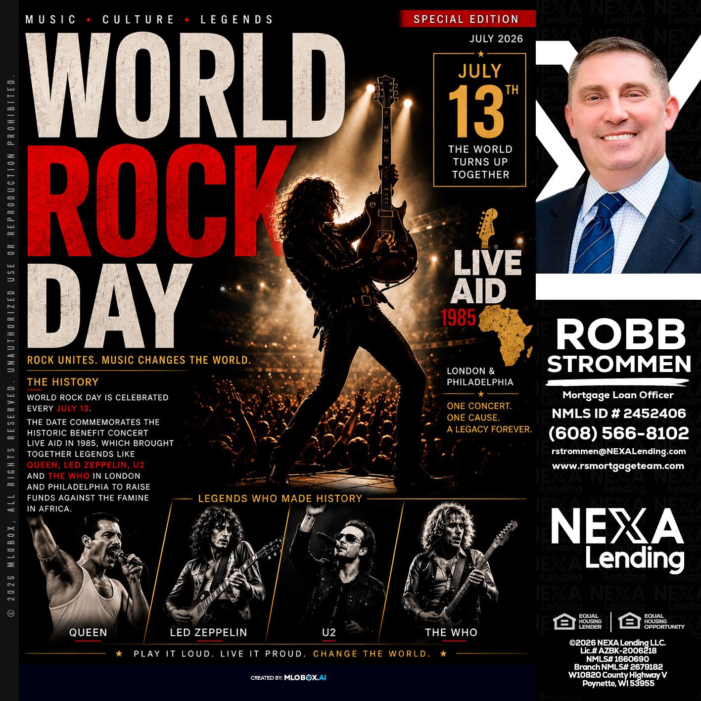 WORLD ROCK MUSIC DAY - Robb Strommen -Mortgage Loan Officer